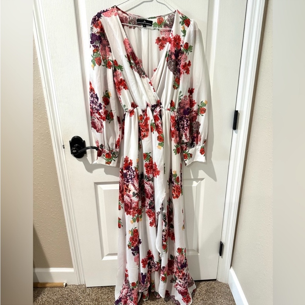 Jean-Louis Scherrer Floral Print Hi Low
Faux Wrap Maxi Dress Sz S